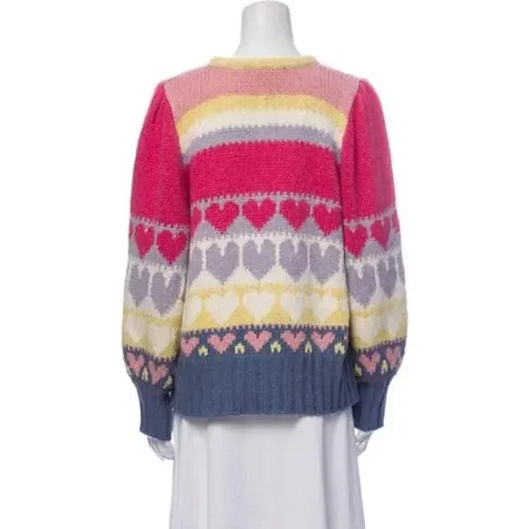 LoveShackFancy Shirelle Printed Scoop Neck Sweater - S Multicolor